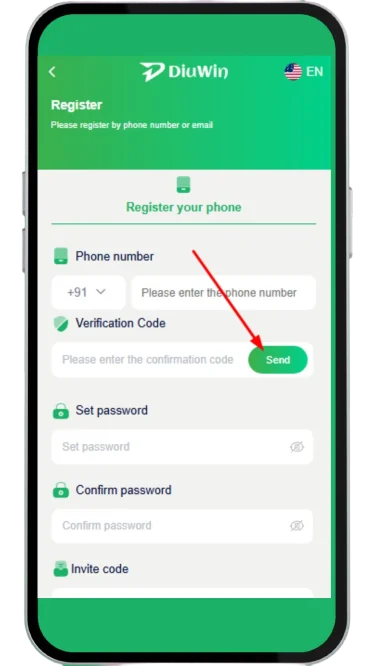 Click on send button for registration