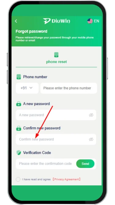 Confirm the new password