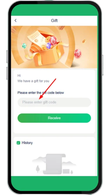 Enter the gift code