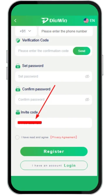  Enter the invite code
