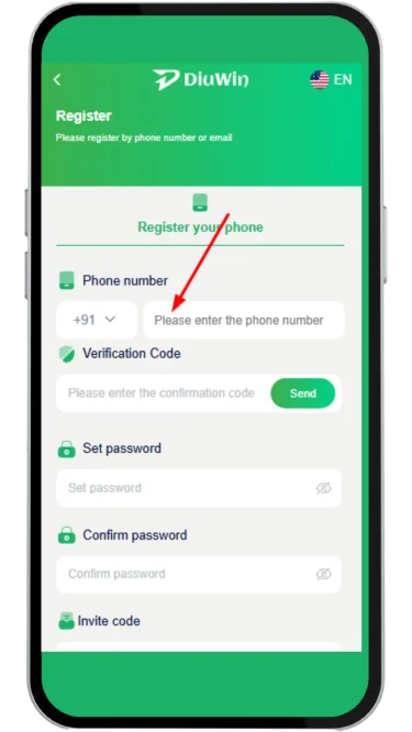 Enter your mobile number to register