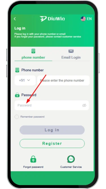 Fill in the password to login 