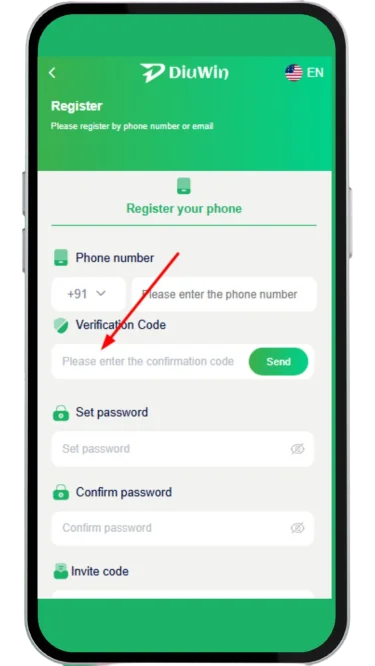 Enter the verification code to register