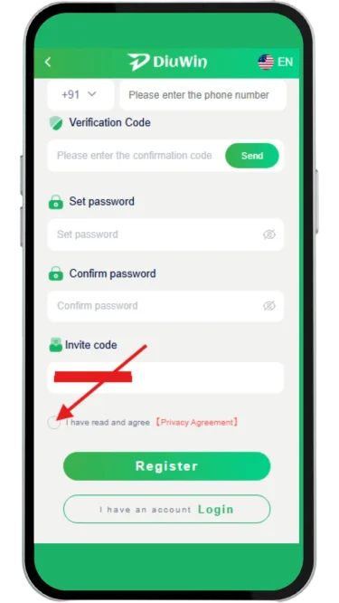 Read and check the Privacy Agreement box to register